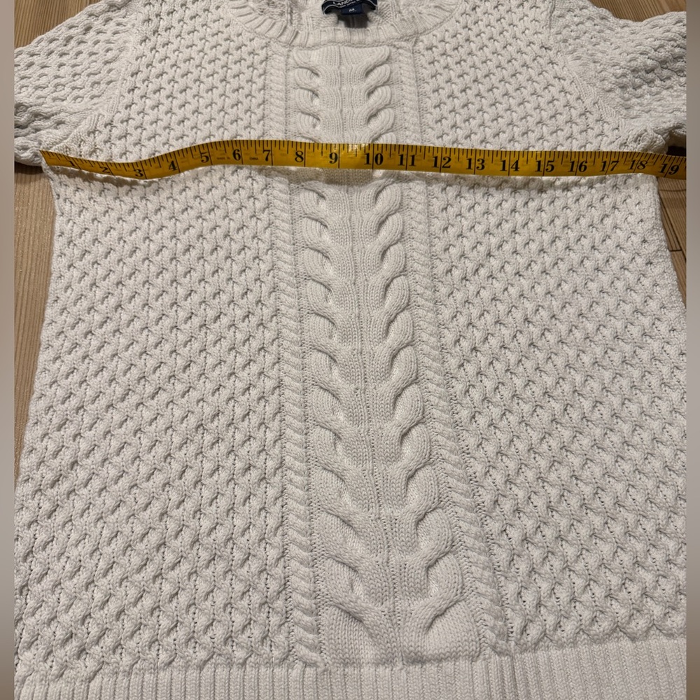 Lands’ End 100% Cotton White Cable Knit Sweater - Picture 6 of 6